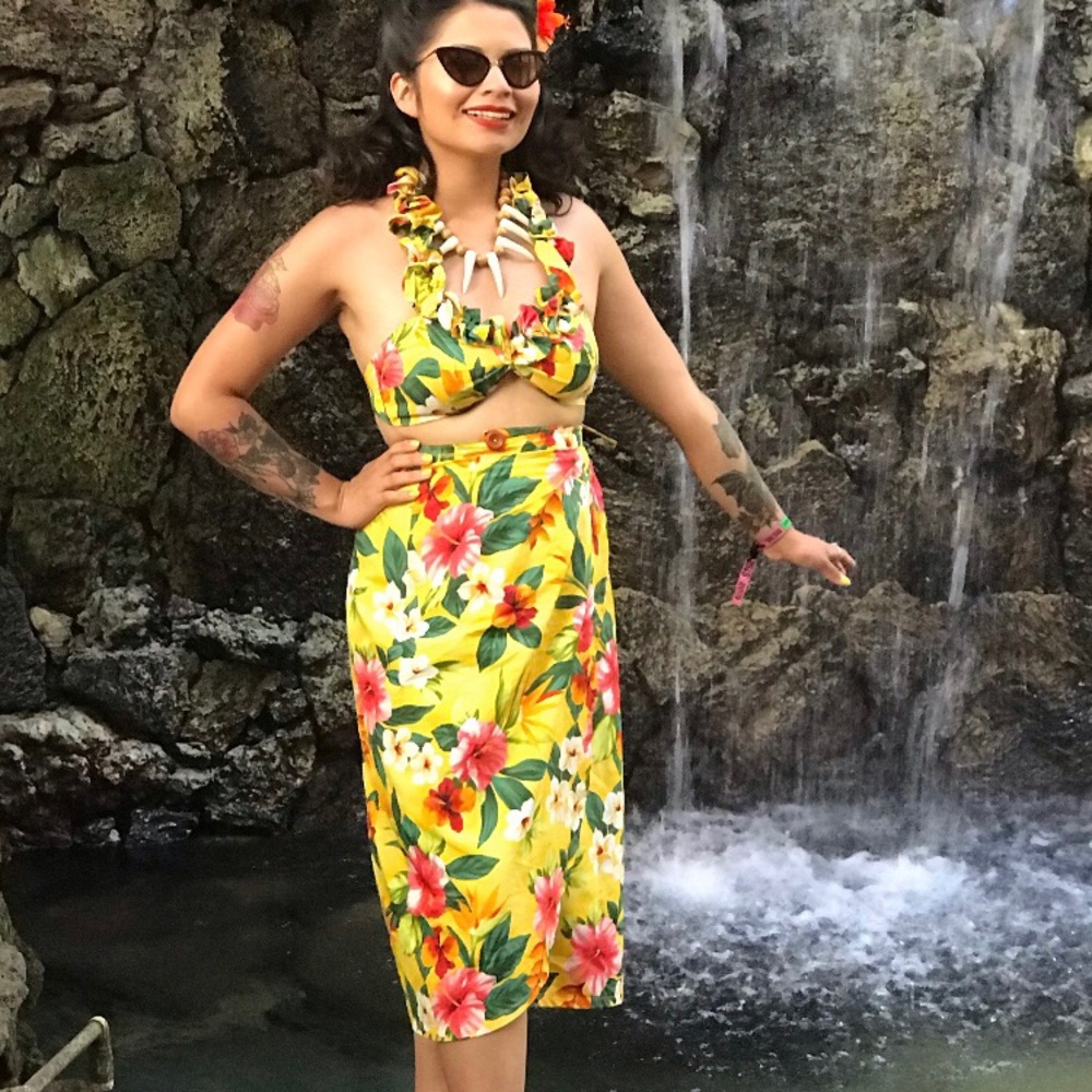 Violets in May Kailani Hawaiian Pinup two piece